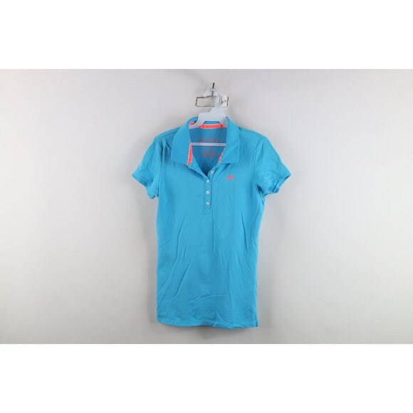 Vintage Y2K Aeropostale Womens Large Babydoll Bella Collared Polo Shirt Blue - Picture 1 of 14